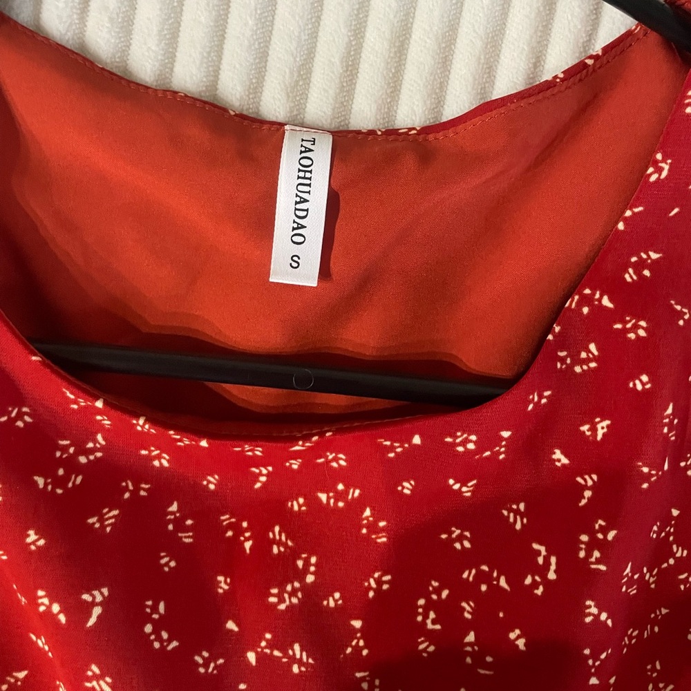 Red TAOHUADAO Dress with White Pattern